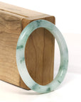 Baikalla Jewelry Jadeite Jade Bangle Bracelet "Classic Princess Oval Half Round" Blue- Green Jadeite Jade Bangle (54.5 mm)