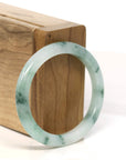 Baikalla Jewelry Jadeite Jade Bangle Bracelet "Classic Princess Oval Half Round" Blue- Green Jadeite Jade Bangle (54.5 mm)