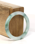 Baikalla Jewelry Jadeite Jade Bangle Bracelet "Classic Princess Oval Half Round" Blue- Green Jadeite Jade Bangle (54.5 mm)
