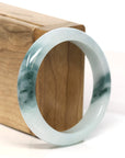 Baikalla Jewelry Jadeite Jade Bangle Bracelet "Classic Princess Half Round" Blue- Green Jadeite Jade Bangle (55 mm)