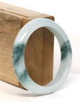 Baikalla Jewelry Jadeite Jade Bangle Bracelet "Classic Princess Half Round" Blue- Green Jadeite Jade Bangle (55 mm)