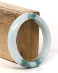 Baikalla Jewelry Jadeite Jade Bangle Bracelet "Classic Princess Half Round" Blue- Green Jadeite Jade Bangle (55 mm)