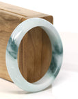 Baikalla Jewelry Jadeite Jade Bangle Bracelet "Classic Princess Half Round" Blue- Green Jadeite Jade Bangle (55 mm)