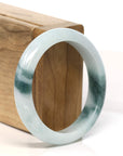 Baikalla Jewelry Jadeite Jade Bangle Bracelet "Classic Princess Half Round" Blue- Green Jadeite Jade Bangle (55 mm)