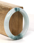 Baikalla Jewelry Jadeite Jade Bangle Bracelet "Classic Princess Half Round" Blue- Green Jadeite Jade Bangle (55 mm)