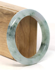 Baikalla Jewelry Jadeite Jade Bangle Bracelet "Classic Princess Half Round" Blue- Green Jadeite Jade Bangle (57.5 mm)