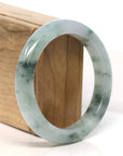 Baikalla Jewelry Jadeite Jade Bangle Bracelet "Classic Princess Half Round" Blue- Green Jadeite Jade Bangle (56.94 mm)