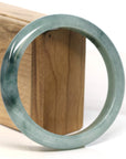 Baikalla Jewelry Jadeite Jade Bangle Bracelet Baikalla "Half Round" Blue-Green Jadeite Jade Bangle Bracelet (63.40 mm)
