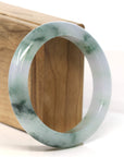 Baikalla Jewelry Jadeite Jade Bangle Bracelet "Classic Princess Half Round" Blue- Green Jadeite Jade Bangle (57.5 mm)