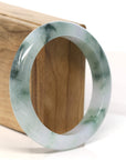 Baikalla Jewelry Jadeite Jade Bangle Bracelet "Classic Princess Half Round" Blue- Green Jadeite Jade Bangle (57.5 mm)