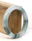 Baikalla Jewelry Jadeite Jade Bangle Bracelet "Classic Princess Half Round" Blue- Green Jadeite Jade Bangle (57.5 mm)