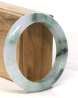 Baikalla Jewelry Jadeite Jade Bangle Bracelet "Classic Princess Half Round" Blue- Green Jadeite Jade Bangle (57.5 mm)