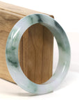 Baikalla Jewelry Jadeite Jade Bangle Bracelet "Classic Princess Half Round" Blue- Green Jadeite Jade Bangle (57.5 mm)