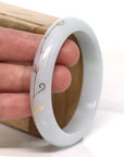 Baikalla Jewelry Jadeite Jade Bangle Bracelet Baikalla "Half Round" 18k Inlay Lavender & Green Jadeite Jade Bangle Bracelet (60.6 mm)