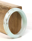 Baikalla Jewelry Jadeite Jade Bangle Bracelet Baikalla "Half Round" 18k Inlay Lavender & Green Jadeite Jade Bangle Bracelet (53.6 mm)