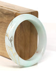 Baikalla Jewelry Jadeite Jade Bangle Bracelet Baikalla "Half Round" 18k Inlay Lavender & Green Jadeite Jade Bangle Bracelet (53.6 mm)