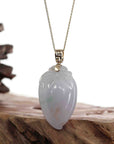 Baikalla Icy Lavender "Shou Tao" (Longevity Peach) Genuine Burmese Jadeite Jade Pendant W/ 14k Yellow Gold Bail