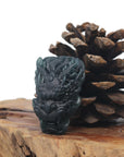 Baikalla Natural Guatemalan Deep Blue-Green Jade Dragon Carving Pendant