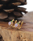 Baikalla 18K Yellow Gold Icy Lavender Burmese Jadeite Jade "Huggie" Earrings W/ Natural Diamonds & Imperial Green Jade