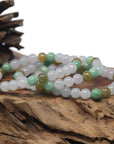 Baikalla Round Multi-Color Genuine Natural Jadeite Bead Bracelet (7.2mm)