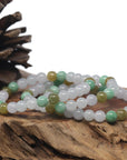 Baikalla Round Multi-Color Genuine Natural Jadeite Bead Bracelet (7.2mm)