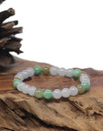 Baikalla Round Multi-Color Genuine Natural Jadeite Bead Bracelet (7.2mm)