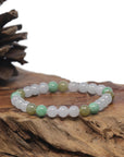 Baikalla Round Multi-Color Genuine Natural Jadeite Bead Bracelet (7.2mm)