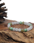 Baikalla Round Multi-Color Genuine Natural Jadeite Bead Bracelet (7.2mm)