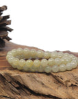 Baikalla Icy Yellow Jadeite Jade Round Bead Bracelet (7.5mm)