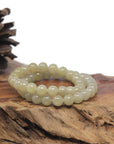 Baikalla Icy Yellow Jadeite Jade Round Bead Bracelet (7.5mm)