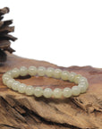 Baikalla Icy Yellow Jadeite Jade Round Bead Bracelet (7.5mm)