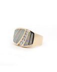 Baikalla 18k Yellow Gold Natural AAA Australian Opal Men's Ring W/ Diamonds