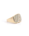 Baikalla 18k Yellow Gold Natural AAA Australian Opal Men's Ring W/ Natural Diamonds .484CTTW