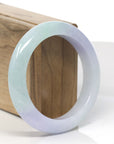 Baikalla Lavender & Green Jadeite Jade "Half Round" Bangle Bracelet (56.5mm)