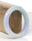 Baikalla Lavender & Green Jadeite Jade "Half Round" Bangle Bracelet (56.5mm)