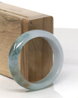 Baikalla Light Blue-Green W/ Yellow-ish Green Patch Jadeite Jade Oval Bangle (54.3mm)