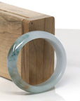 Baikalla Light Blue-Green W/ Yellow-ish Green Patch Jadeite Jade Oval Bangle (54.3mm)
