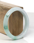 Baikalla Light Green W/ Vibrant Green Flowers Jadeite Jade "Half Round" Bangle Bracelet (58.2mm)