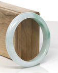 Baikalla Light Green W/ Vibrant Green Flowers Jadeite Jade "Half Round" Bangle Bracelet (58.2mm)