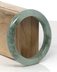 Baikalla Oil-Green Jadeite Jade "Half Round" Bangle Bracelet (57.7mm)