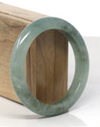 Baikalla Oil-Green Jadeite Jade "Half Round" Bangle Bracelet (57.7mm)