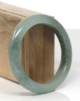 Baikalla Oil-Green Jadeite Jade "Half Round" Bangle Bracelet (57.7mm)
