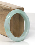 Baikalla Apple-Green W/ Sajin Jadeite Jade "Half Round" Bangle Bracelet (53mm)
