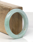Baikalla Apple-Green W/ Sajin Jadeite Jade "Half Round" Bangle Bracelet (53mm)