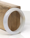 Baikalla Light Lavender W/ Light Yellow Patch Jadeite Jade "Half Round" Bangle Bracelet (54.2mm)