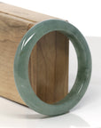 Baikalla Oil-Green Jadeite Jade "Half Round" Bangle Bracelet (56.5mm)