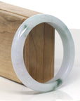 Baikalla Light Green & Lavender W/ Green Flower Jadeite Jade "Half Round" Bangle Bracelet (59.4mm)