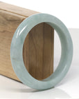 Baikalla Light Blue-Green Jadeite Jade "Half Round" Bangle Bracelet (58.3mm)
