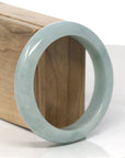 Baikalla Light Blue-Green Jadeite Jade "Half Round" Bangle Bracelet (58.3mm)