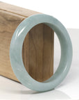 Baikalla Light Blue-Green Jadeite Jade "Half Round" Bangle Bracelet (58.3mm)